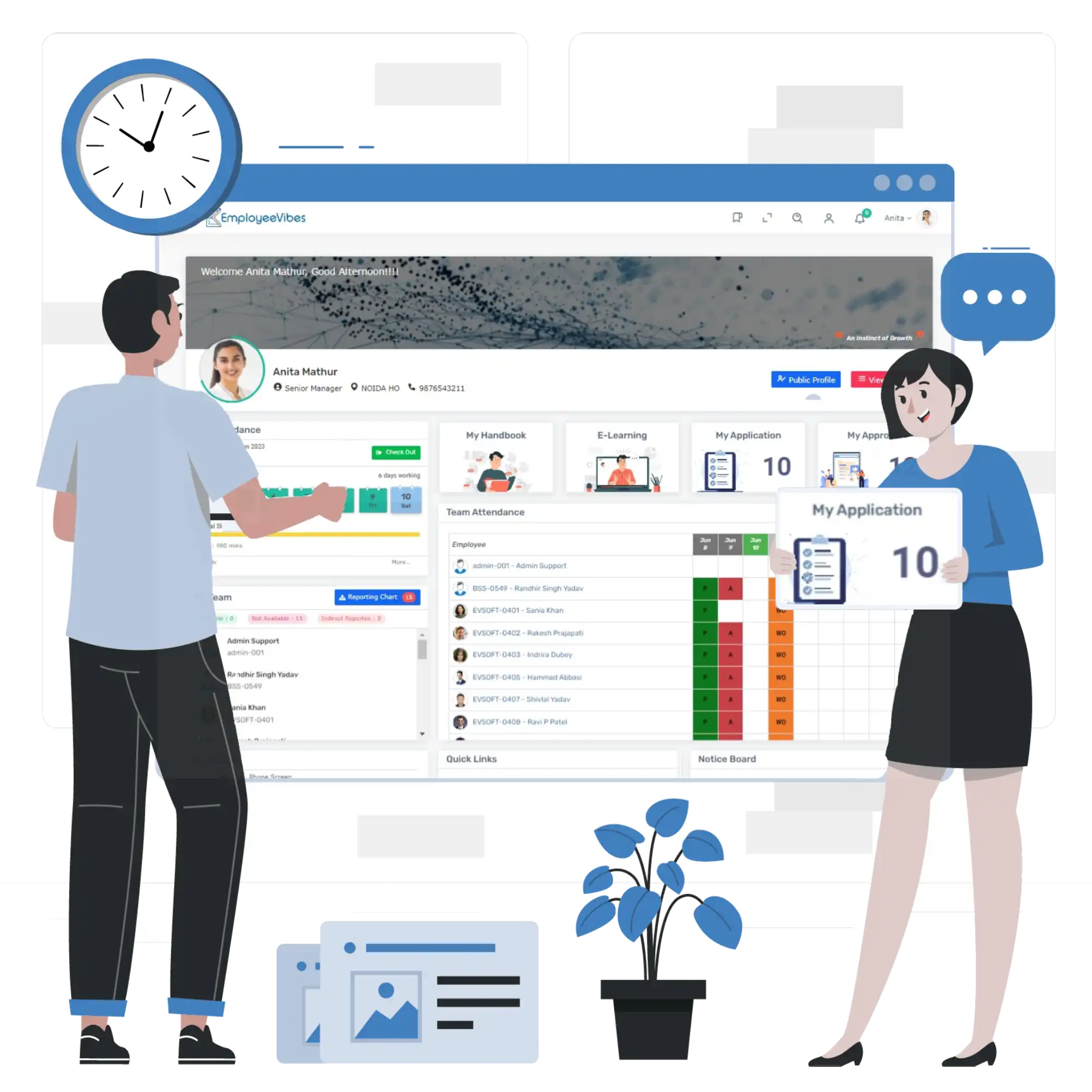 EmployeeVibes HRMS Dashboard