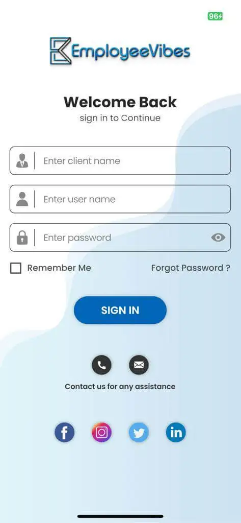 EmployeeVibes Mobile App Screen 2